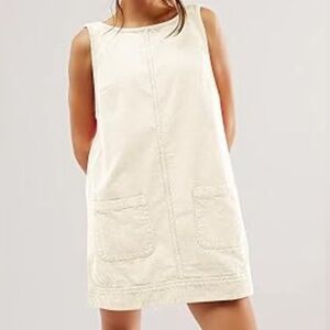 Urban outfitters Elegant Cream Sleeveless linen blend Dress small